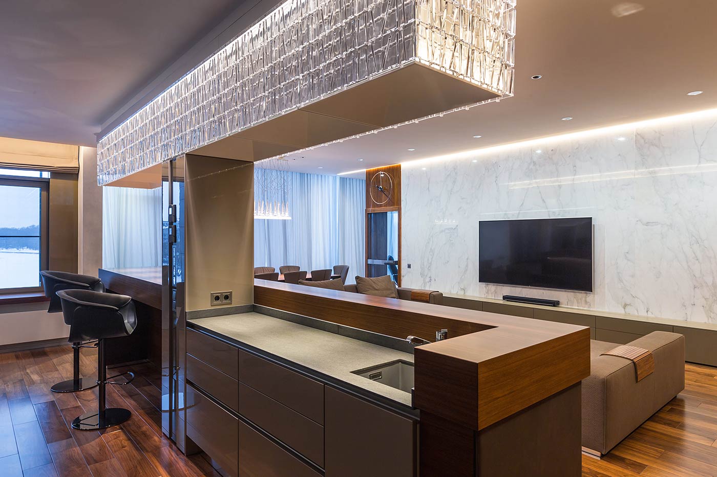 Интерьер квартиры, оборудованной системой Digihouse Lighting